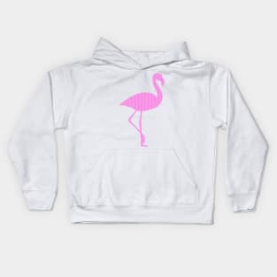 Pink Flamingo Silhouette with Pink Stripes Pattern Kids Hoodie